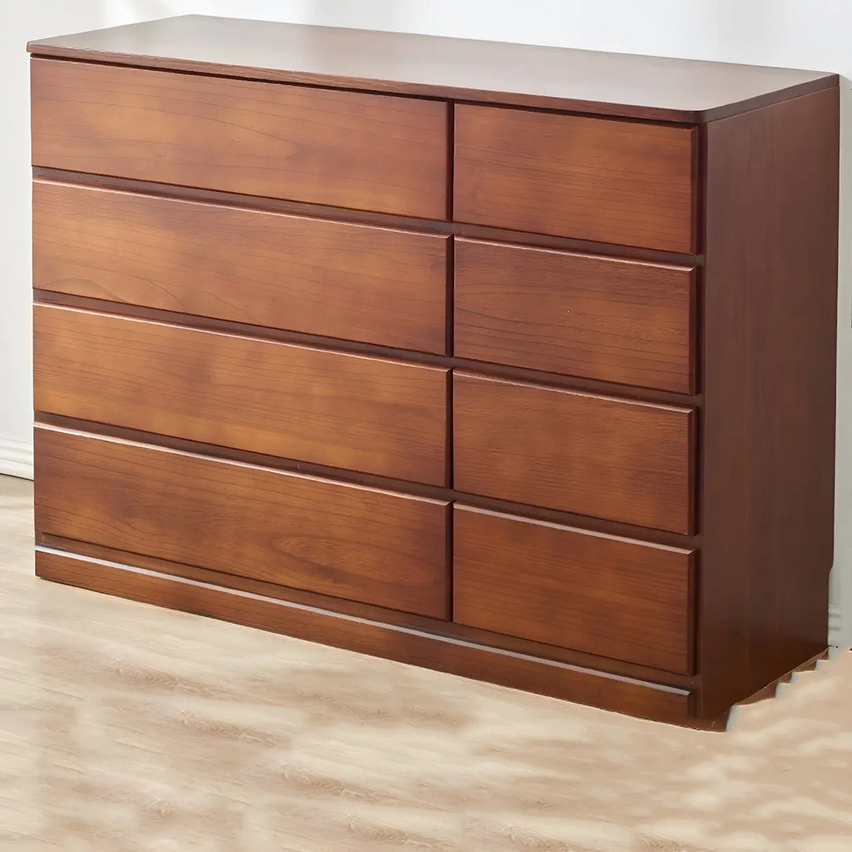 Walnut Finish Wooden Dresser with Soft-Close Drawers Image - 8