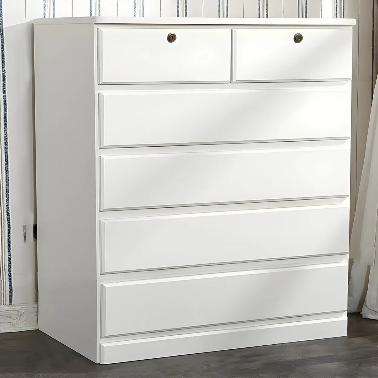 Walnut Finish Wooden Dresser with Soft-Close Drawers Image - 9