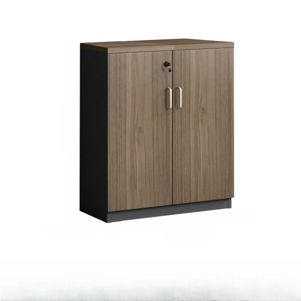 Walnut Finish Wooden Lateral Cabinet with Key Lock Image - 12