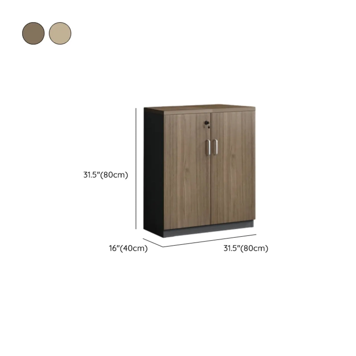 Walnut Finish Wooden Lateral Cabinet with Key Lock
