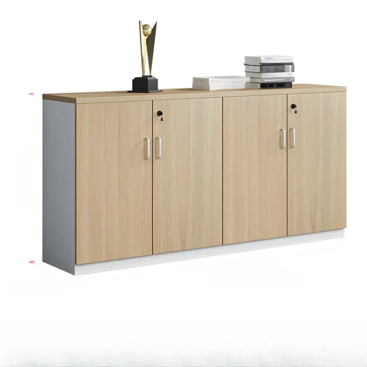 Walnut Finish Wooden Lateral Cabinet with Key Lock Image - 3