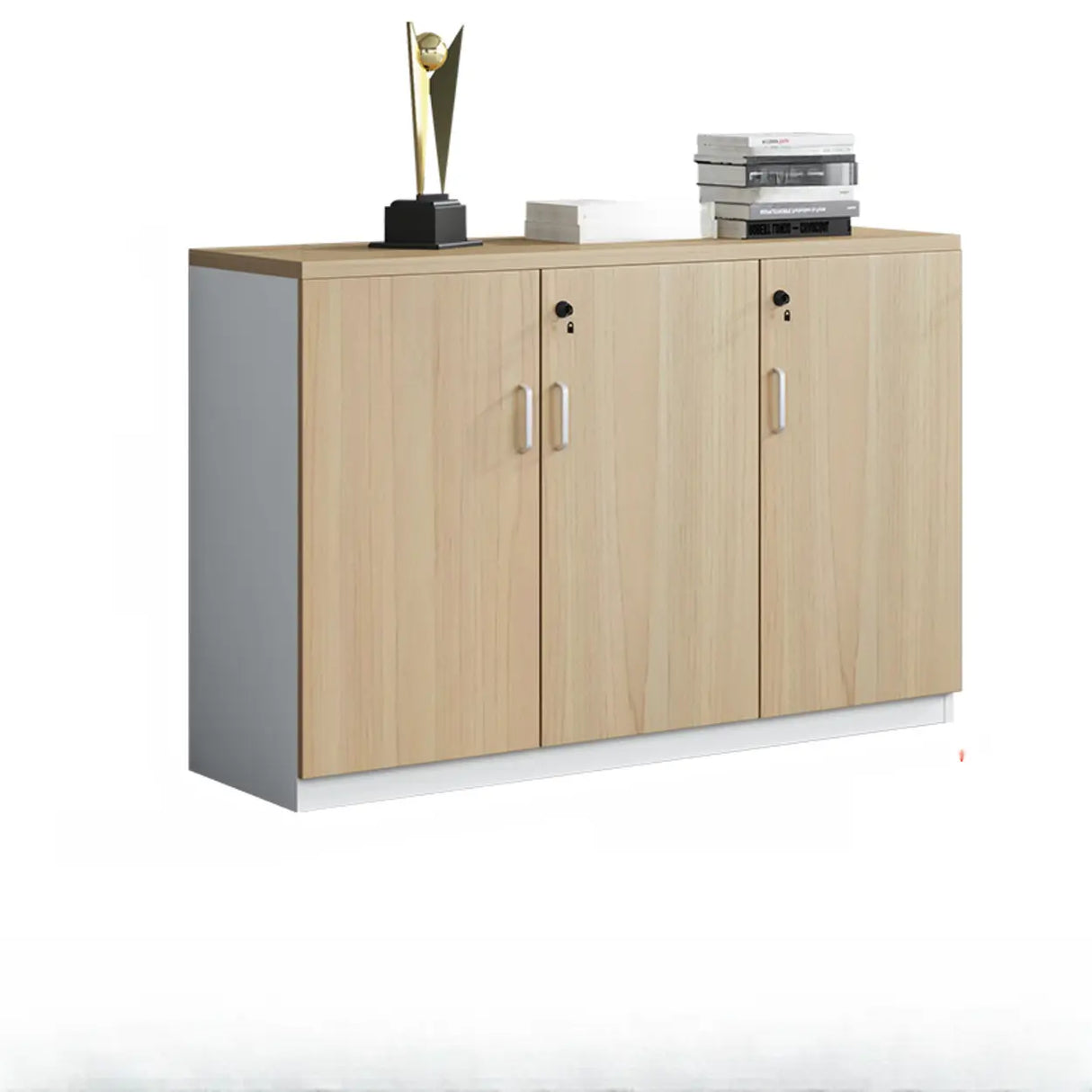 Walnut Finish Wooden Lateral Cabinet with Key Lock Image - 5
