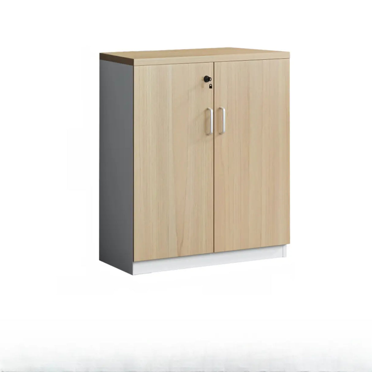 Walnut Finish Wooden Lateral Cabinet with Key Lock Image - 7