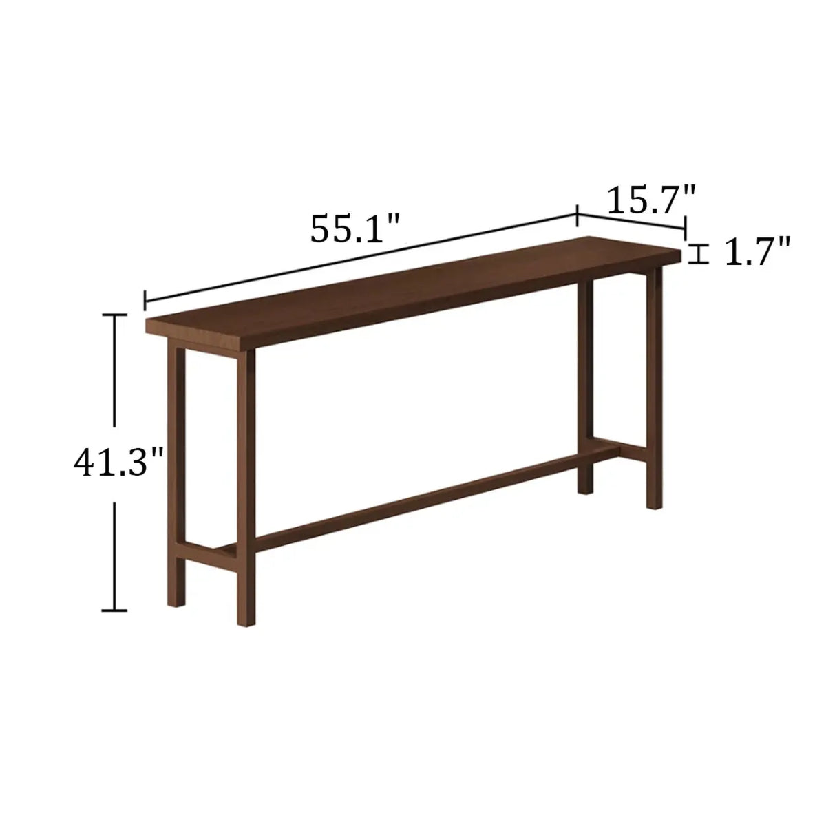 Walnut Solid Wood Narrow Rectangular Bar Table for Kitchen & Dining Image - 9