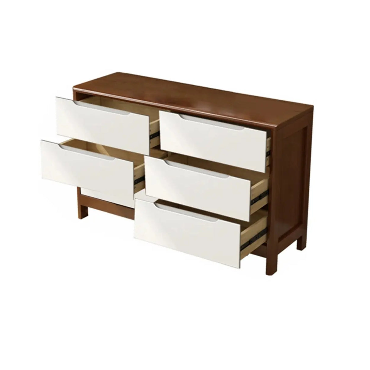 Walnut White Solid Wood Drawers Dresser for Bedroom Image - 12