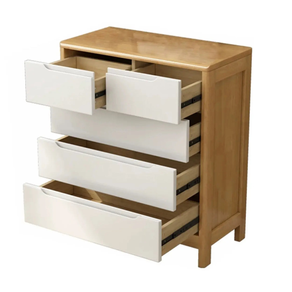 Walnut White Solid Wood Drawers Dresser for Bedroom Image - 15