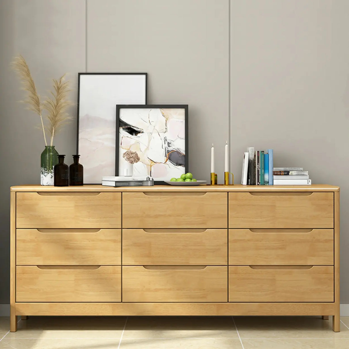Walnut White Solid Wood Drawers Dresser for Bedroom Image - 19