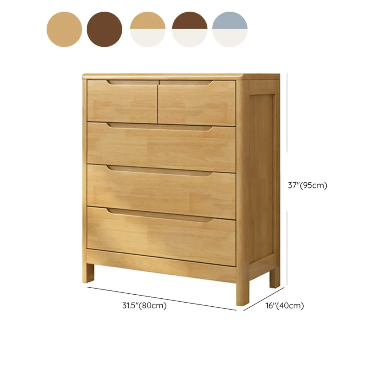 Walnut White Solid Wood Drawers Dresser for Bedroom