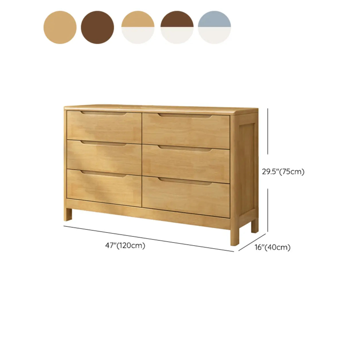 Walnut White Solid Wood Drawers Dresser for Bedroom Image - 24