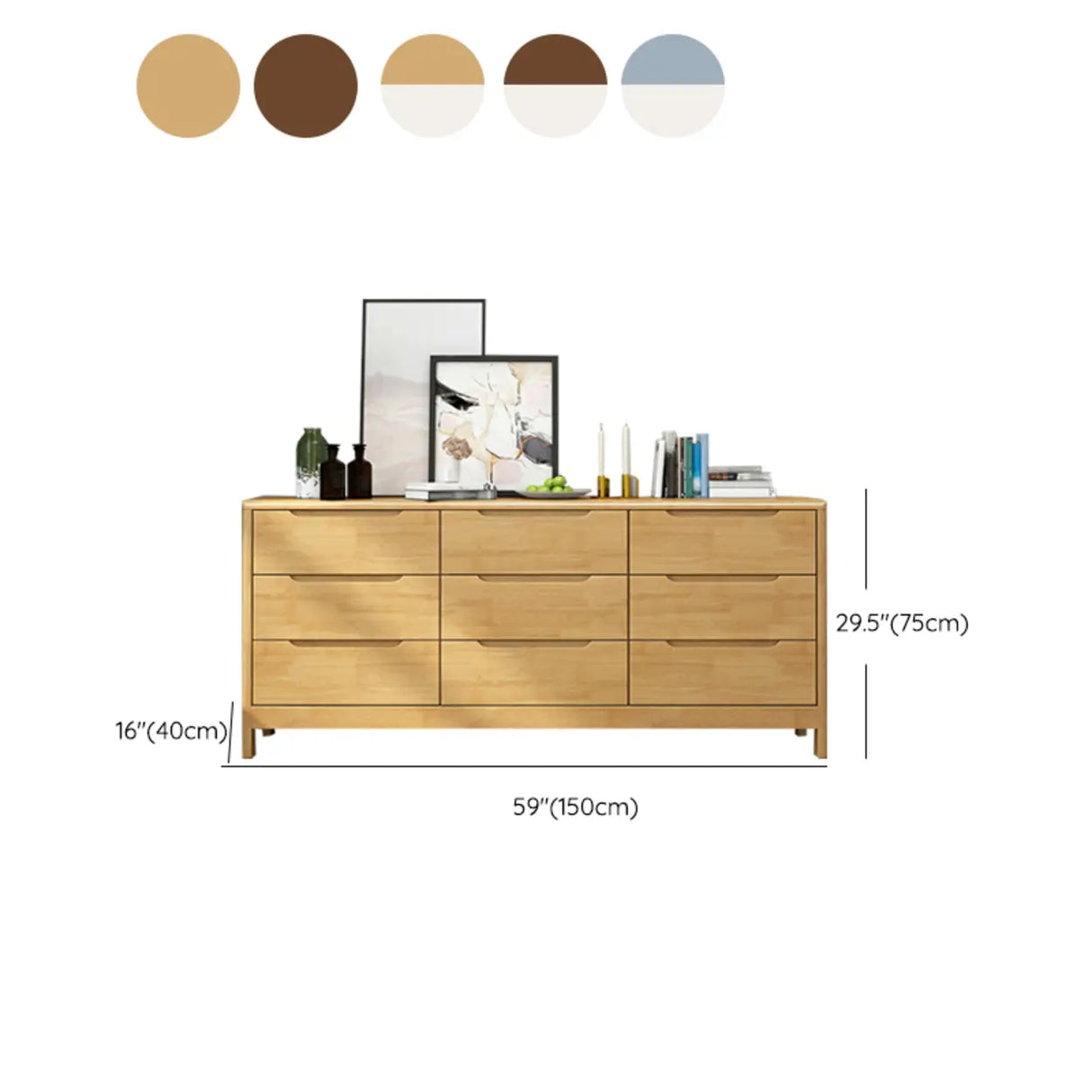 Walnut White Solid Wood Drawers Dresser for Bedroom Image - 25