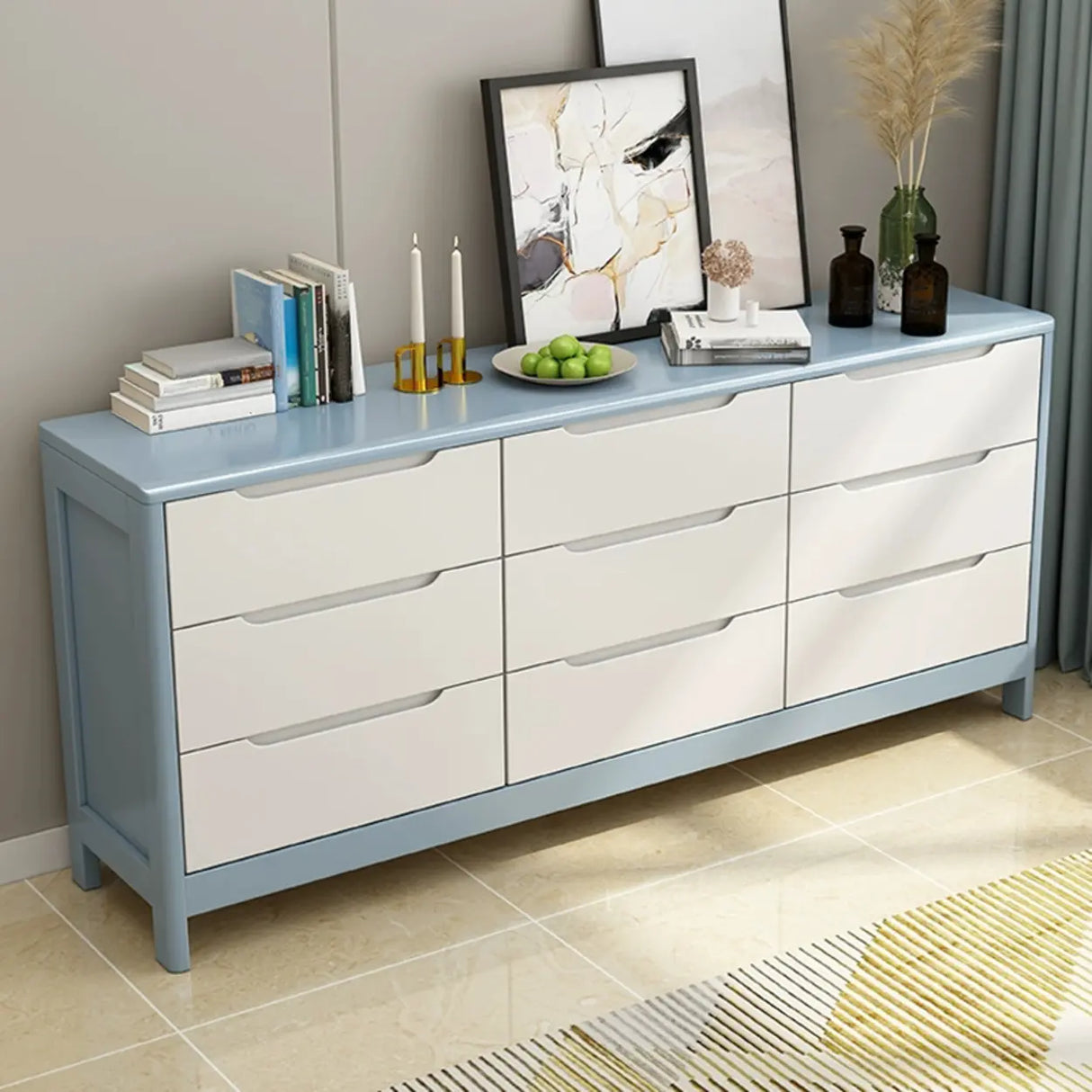 Walnut White Solid Wood Drawers Dresser for Bedroom Image - 3
