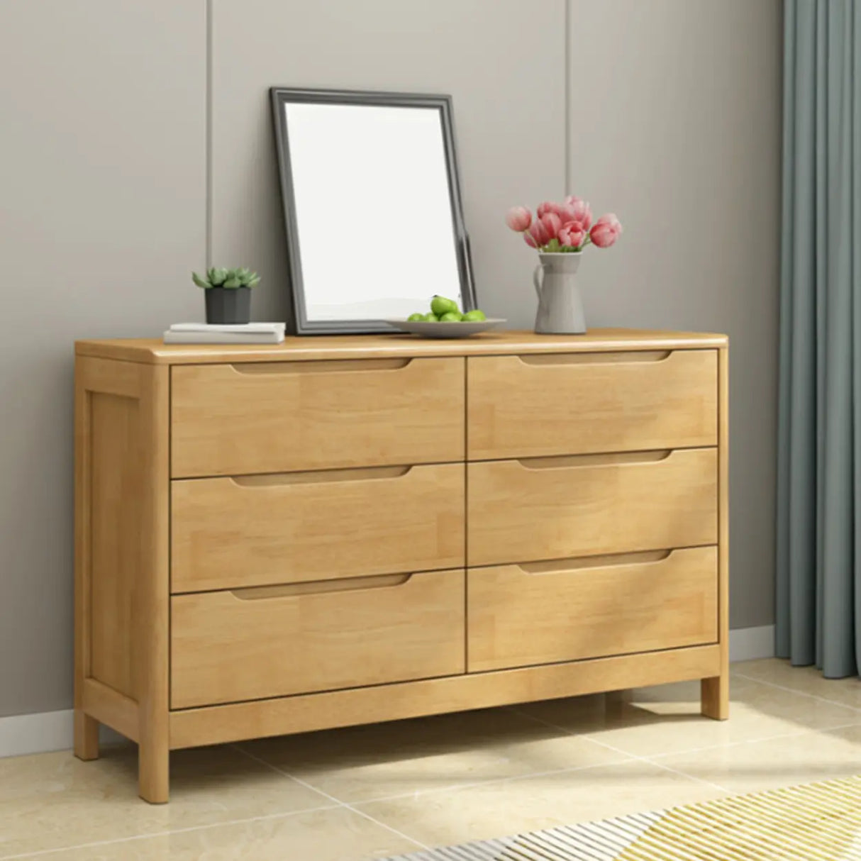 Walnut White Solid Wood Drawers Dresser for Bedroom Image - 7