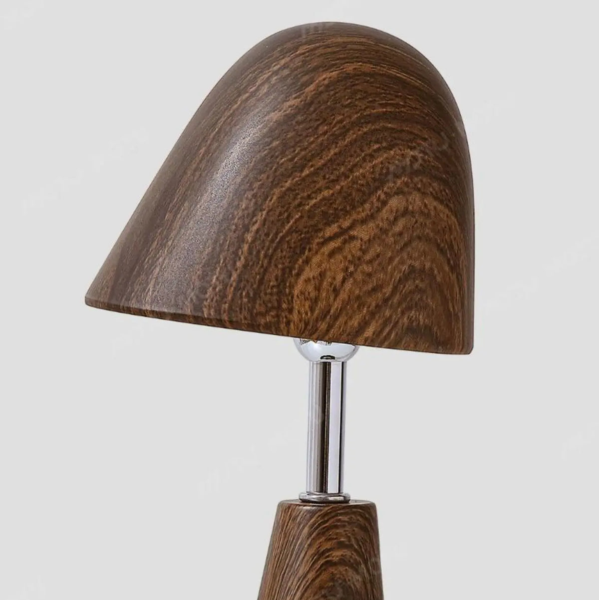 Walnut Wood Grain Ceramic Touch Dimmable LED Table Lamp Image - 11