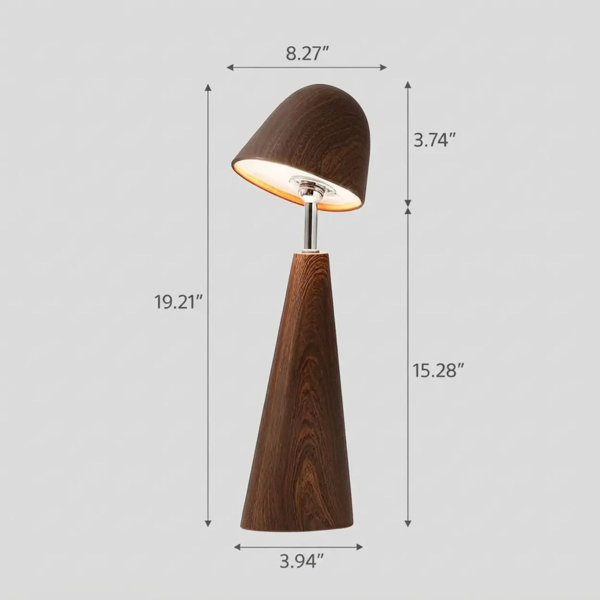 Walnut Wood Grain Ceramic Touch Dimmable LED Table Lamp Image - 12
