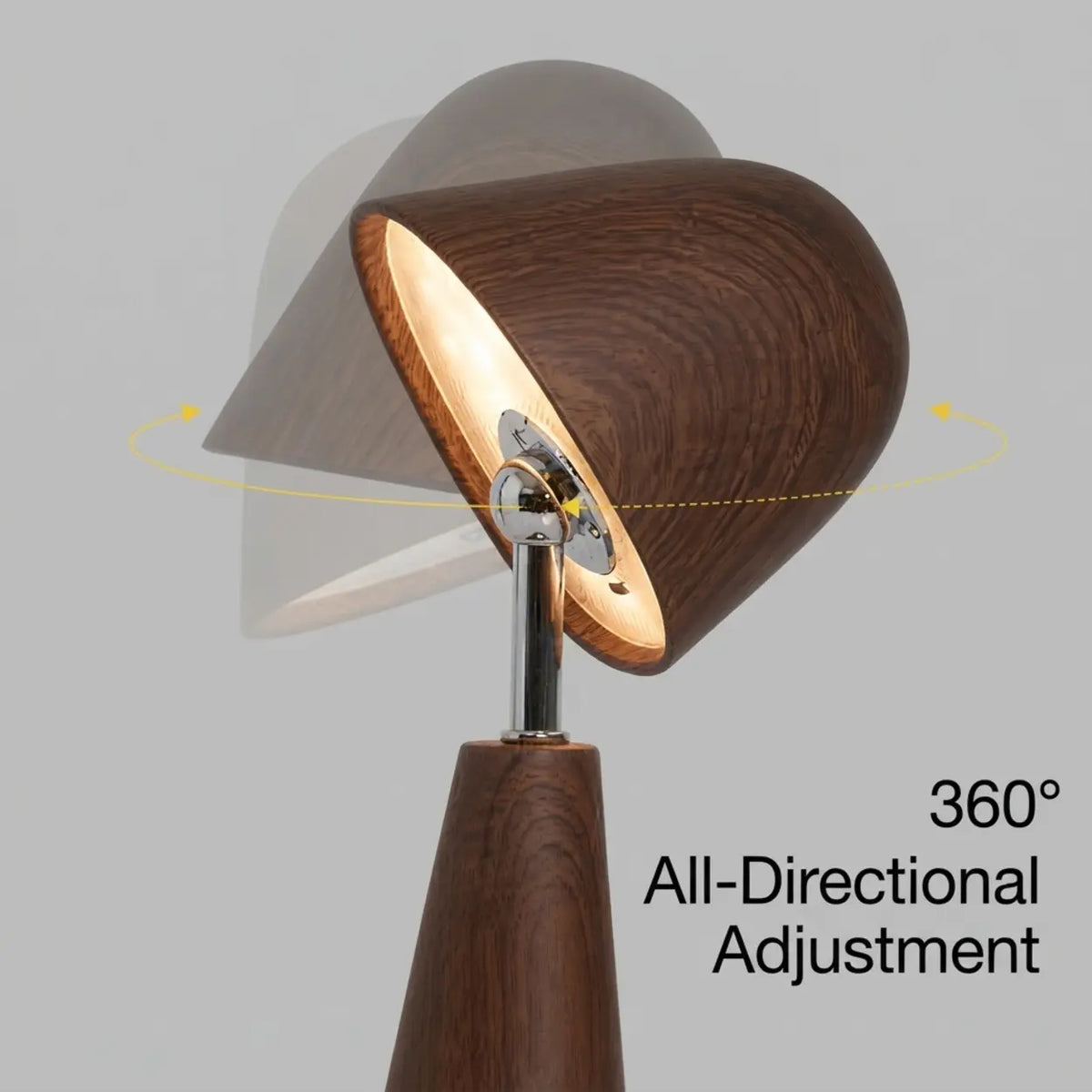 Walnut Wood Grain Ceramic Touch Dimmable LED Table Lamp Image - 9