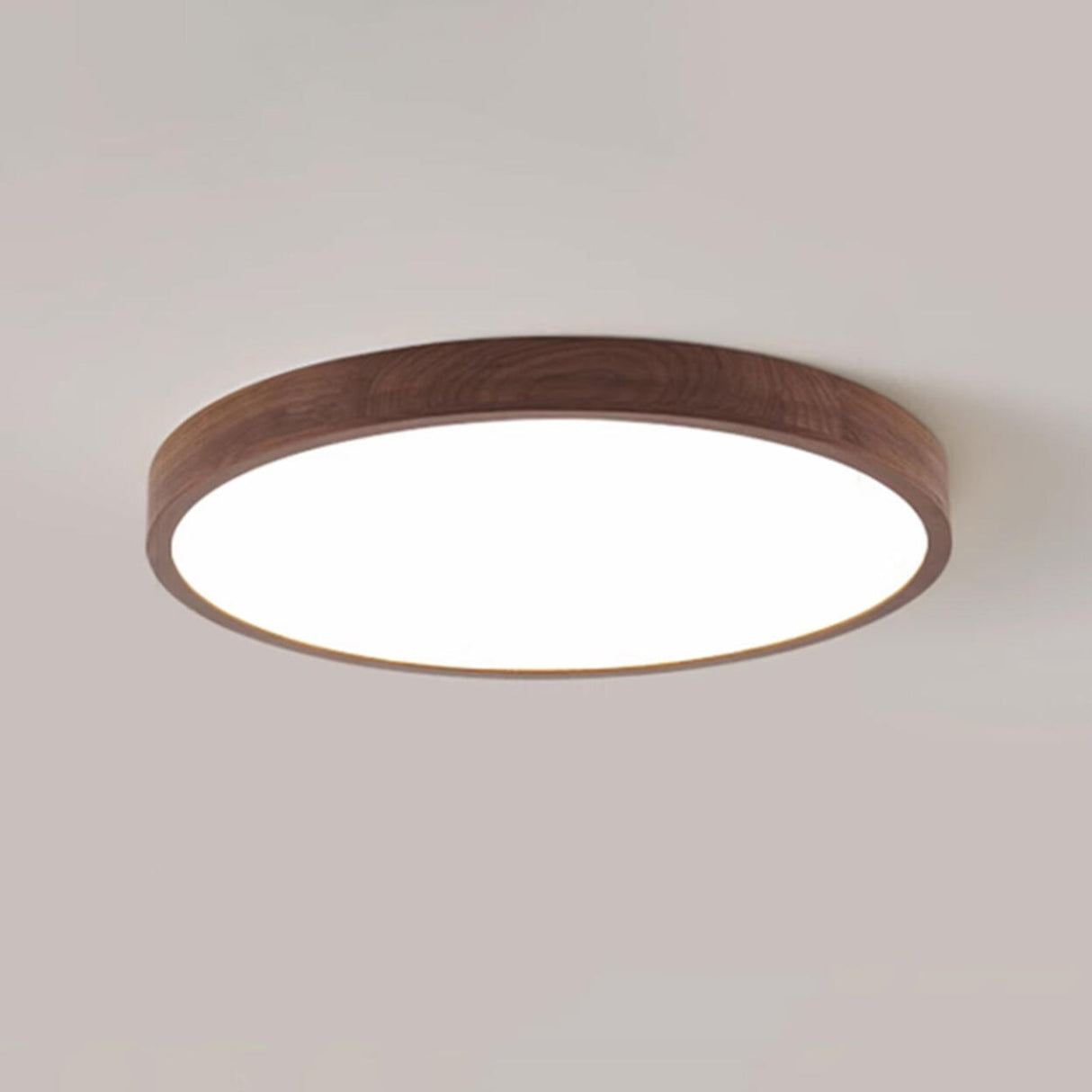 Walnut Wooden Square LED Flush Mount Ceiling Light Image - 11