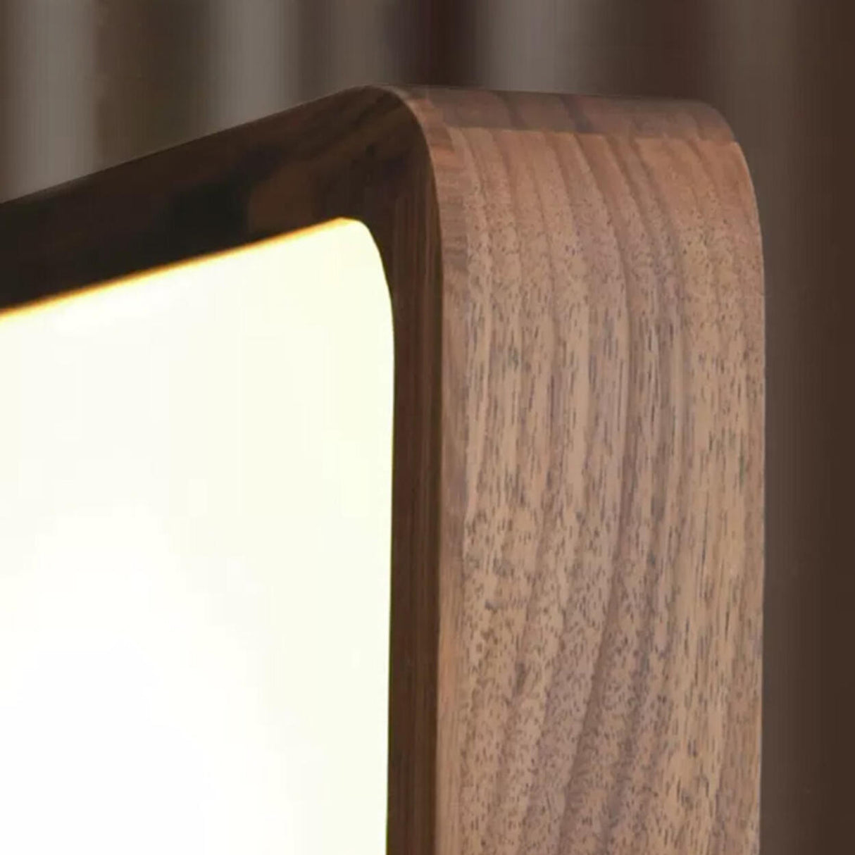 Walnut Wooden Square LED Flush Mount Ceiling Light Image - 13