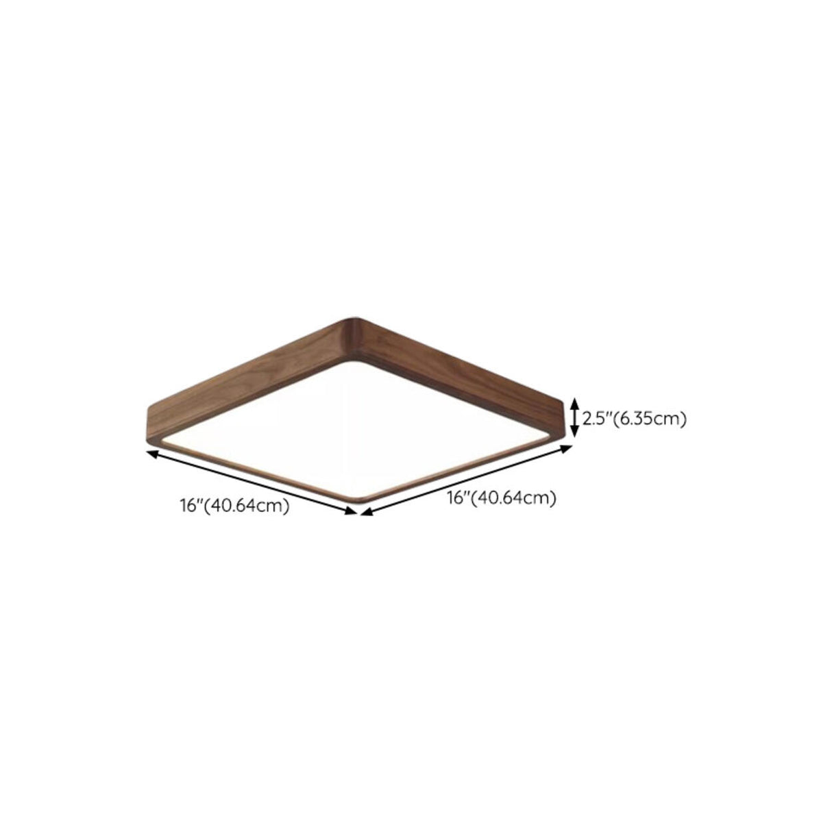 Walnut Wooden Square LED Flush Mount Ceiling Light Image - 19