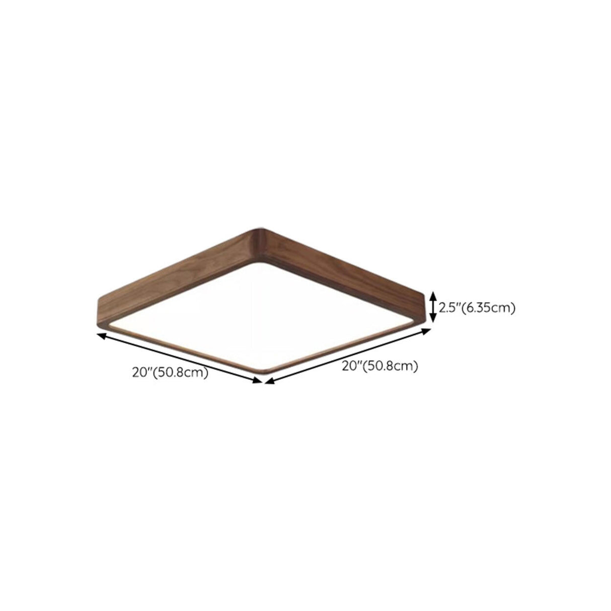 Walnut Wooden Square LED Flush Mount Ceiling Light Image - 20