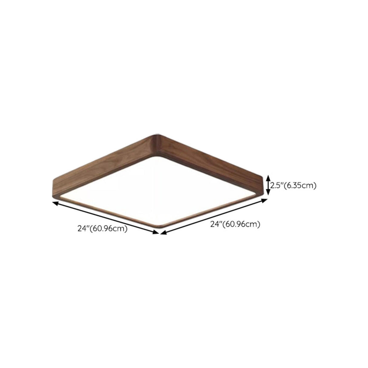 Walnut Wooden Square LED Flush Mount Ceiling Light Image - 21