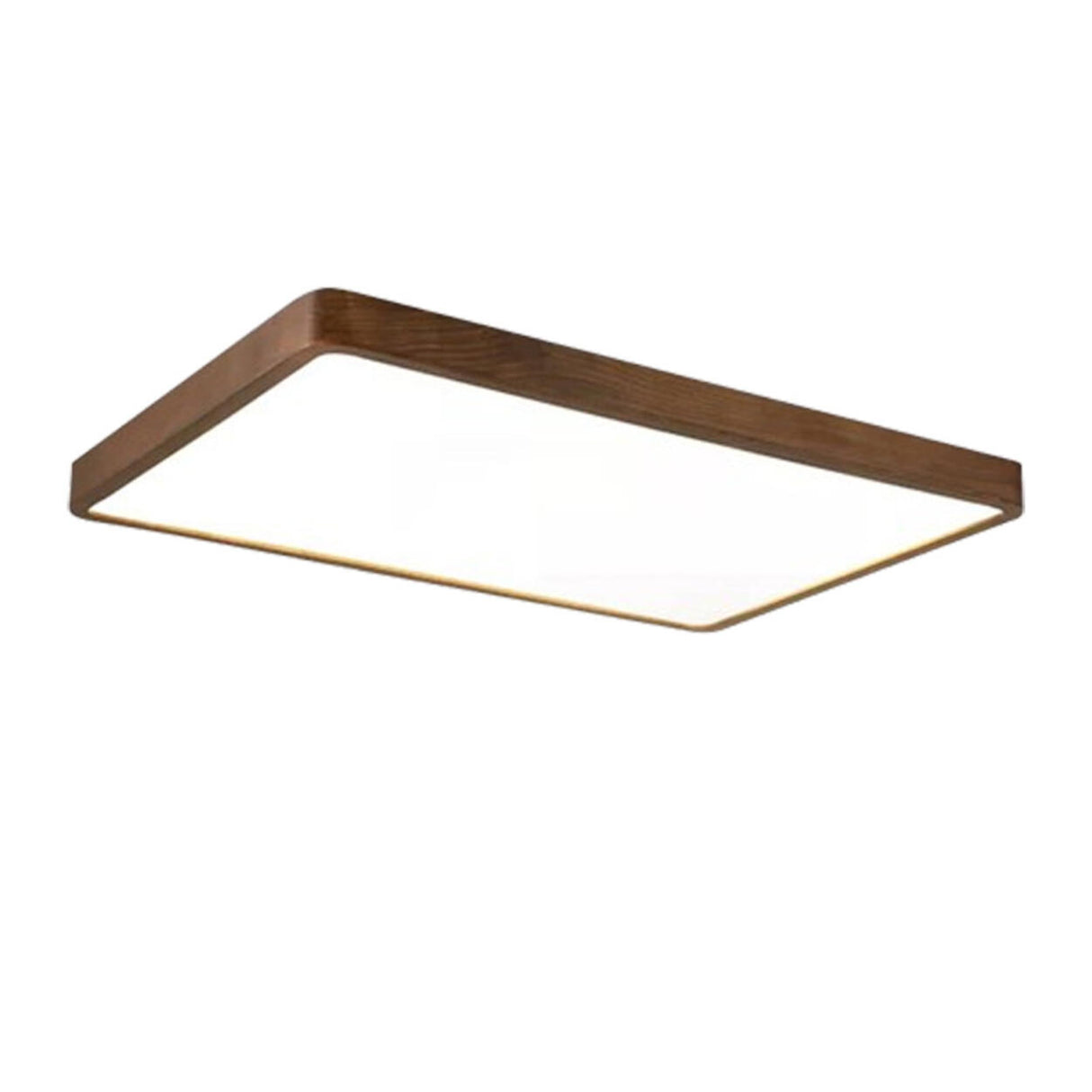 Walnut Wooden Square LED Flush Mount Ceiling Light Image - 8