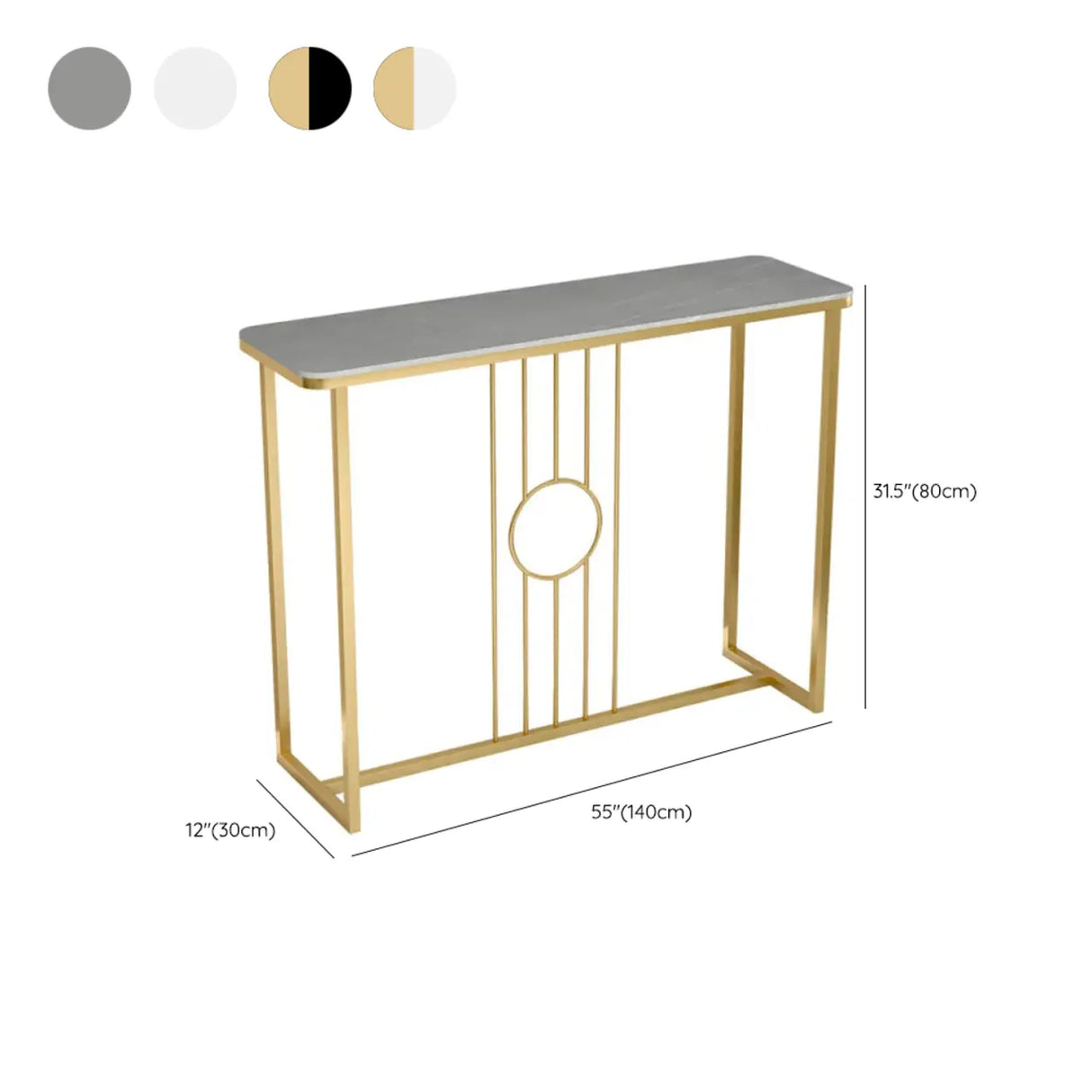 Washable Rectangular Metal Black and Gold Console Table