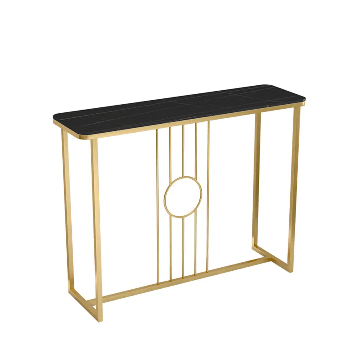 Washable Rectangular Metal Black and Gold Console Table Image - 7