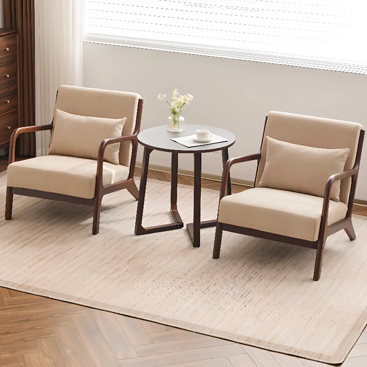 Water Resistant Cotton Linen Pillow Back Accent Chair Image - 1