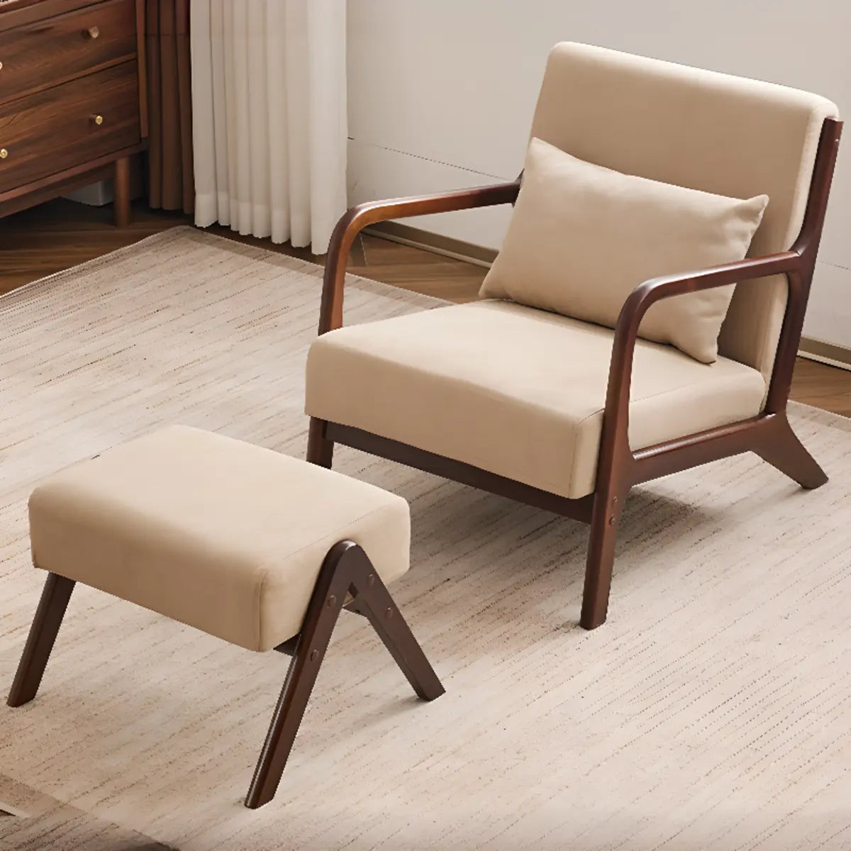 Water Resistant Cotton Linen Pillow Back Accent Chair Image - 3