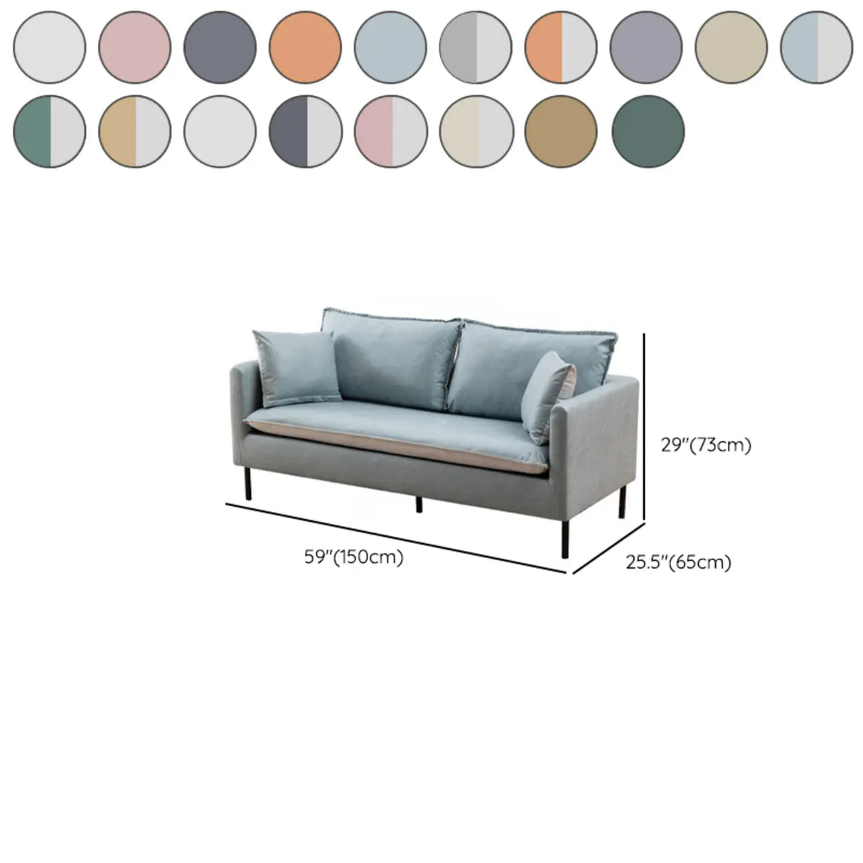 Water Resistant Tech Cloth Square Arm Black Leg Sofa