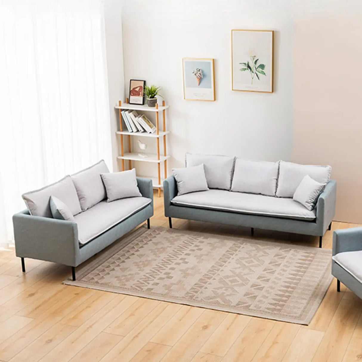 Water Resistant Tech Cloth Square Arm Black Leg Sofa Image - 8