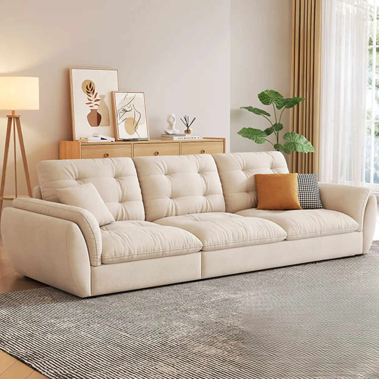 Water Resistant Tech Cloth Tufted Back Flared Arm Sofa Image - 1