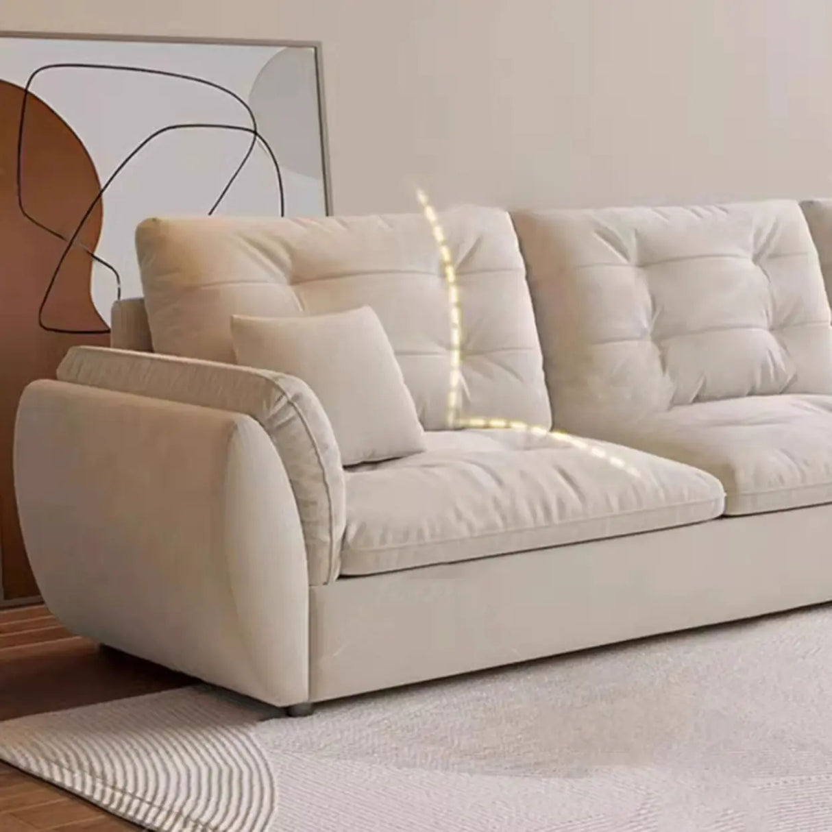 Water Resistant Tech Cloth Tufted Back Flared Arm Sofa Image - 10