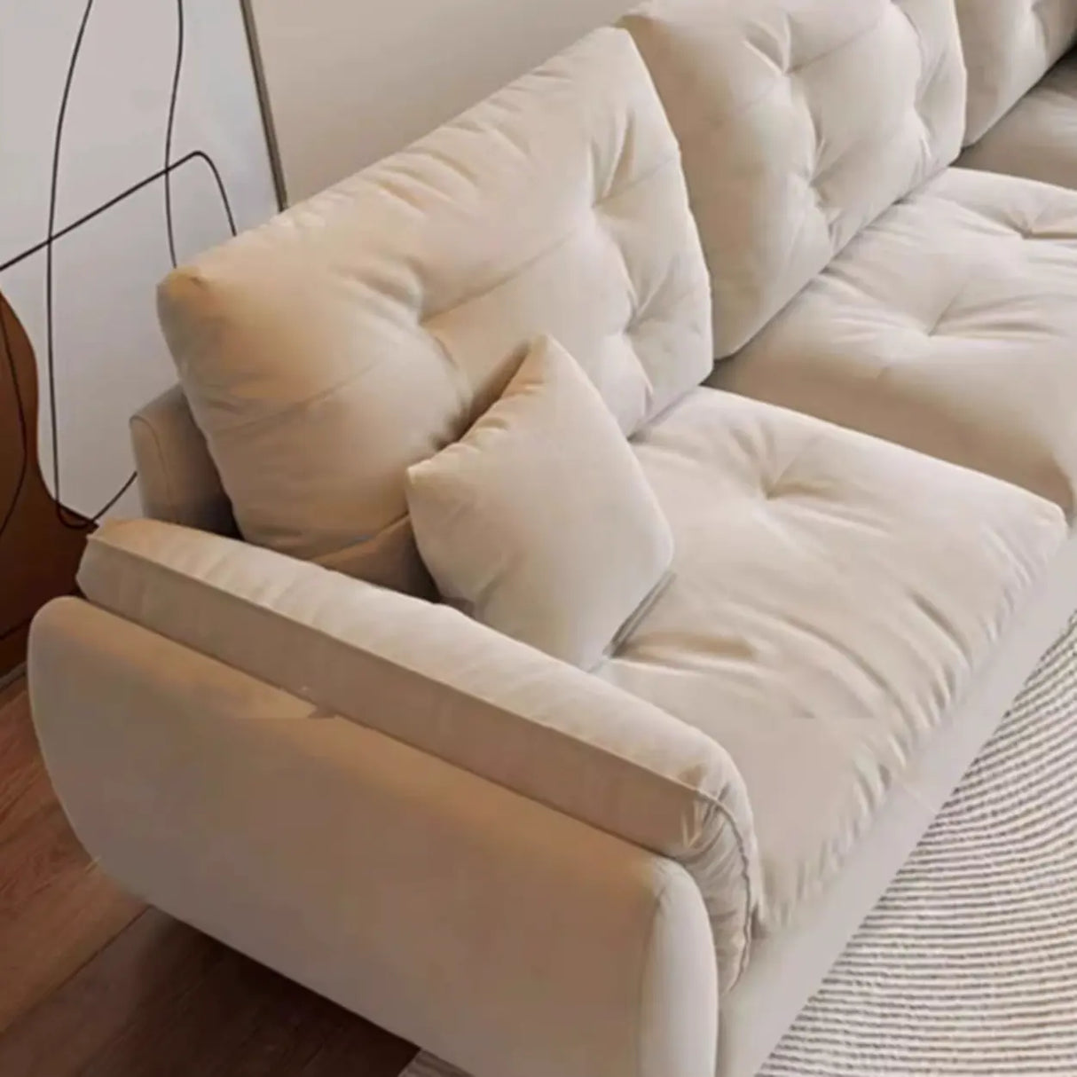 Water Resistant Tech Cloth Tufted Back Flared Arm Sofa Image - 11