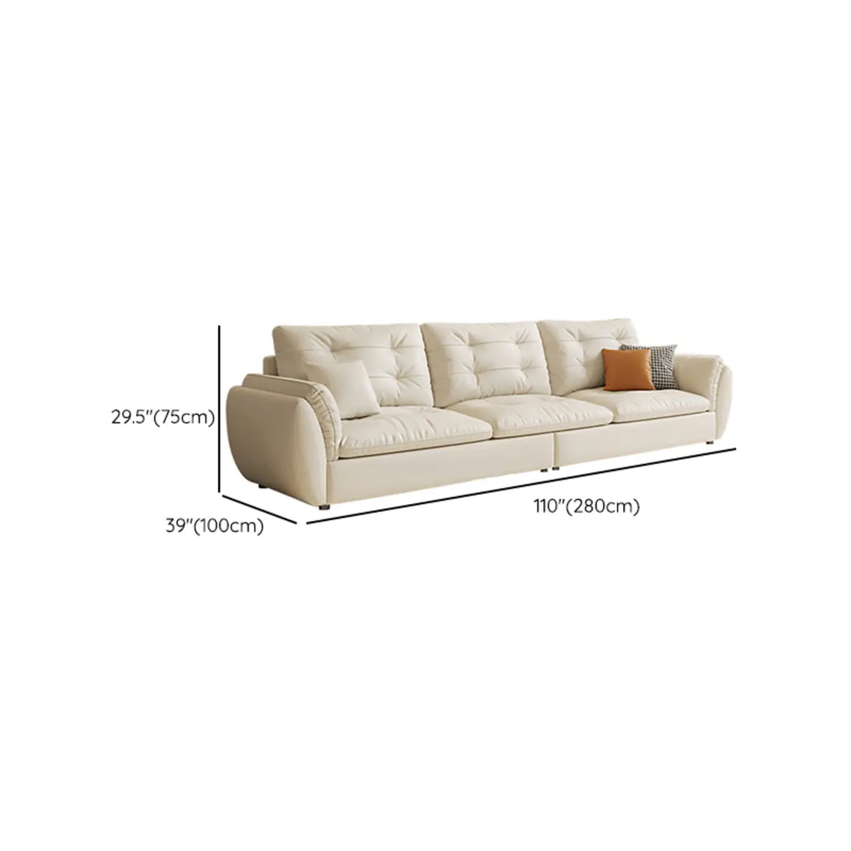 Water Resistant Tech Cloth Tufted Back Flared Arm Sofa Image - 17