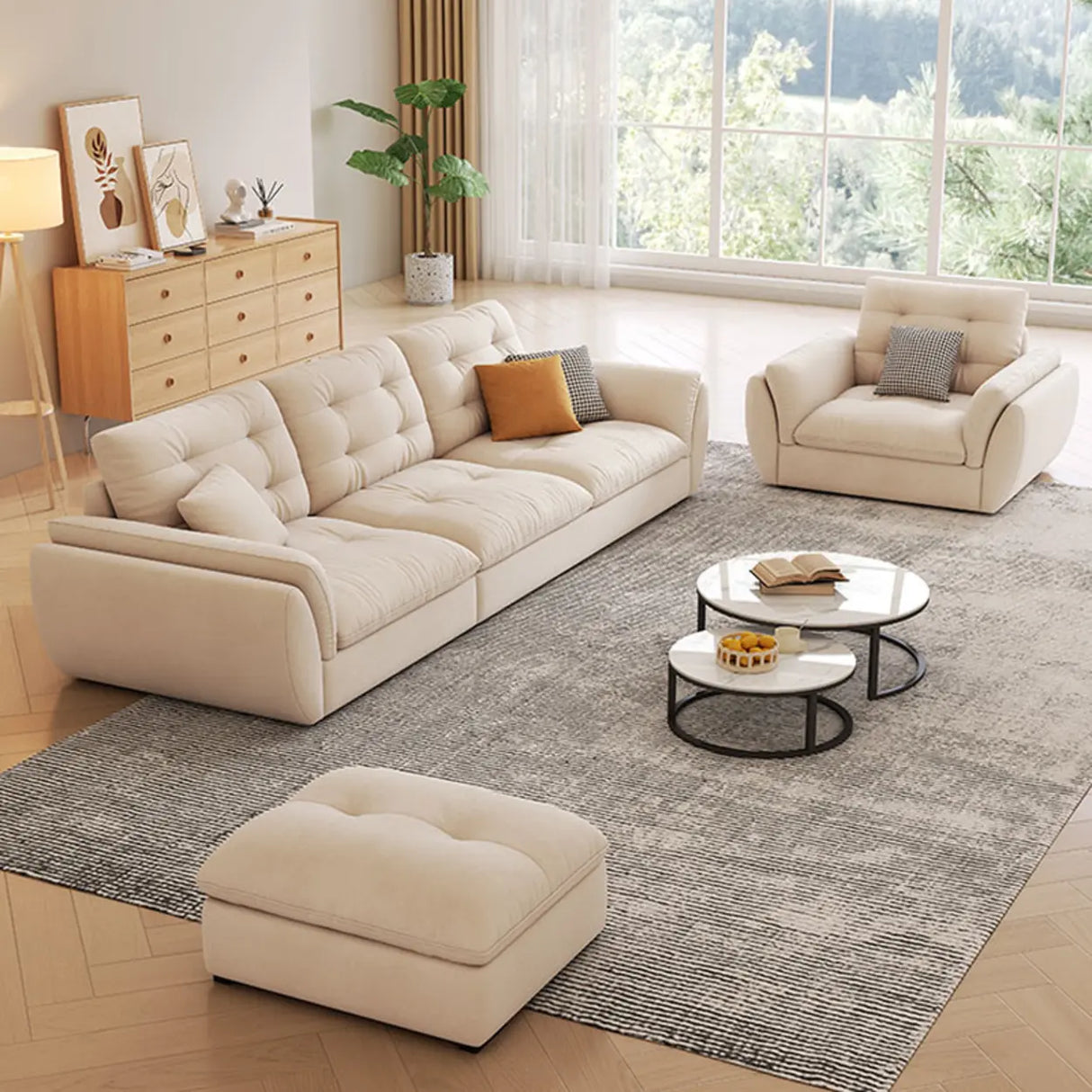 Water Resistant Tech Cloth Tufted Back Flared Arm Sofa Image - 4