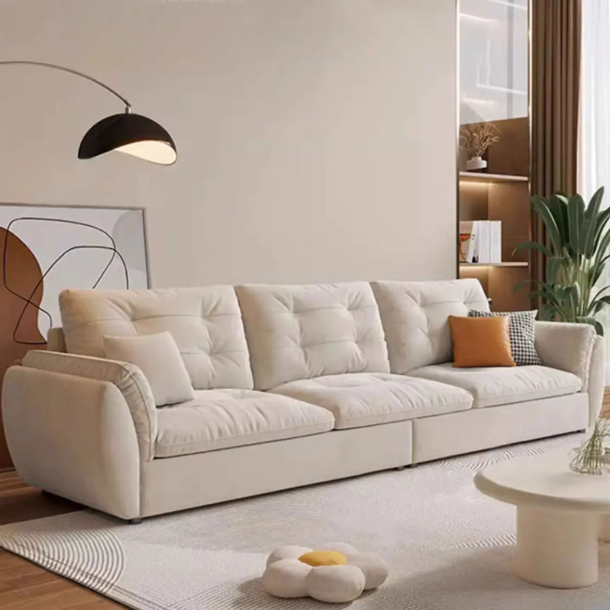 Water Resistant Tech Cloth Tufted Back Flared Arm Sofa Image - 6