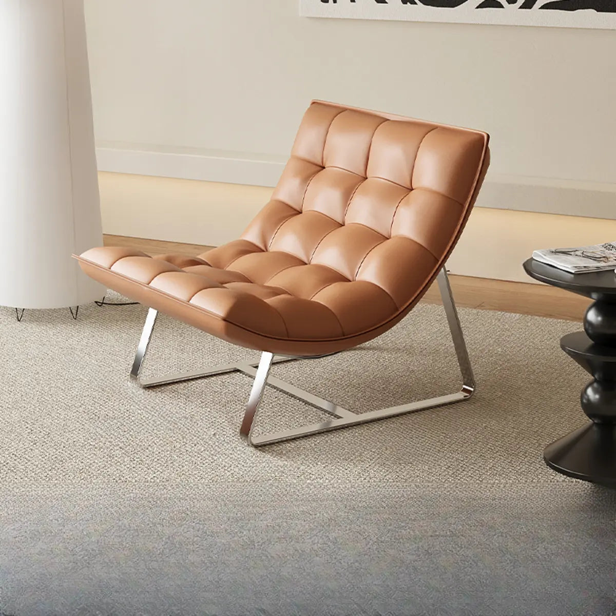 Water Resistant Tufted Back Accent Chair with Ottoman Image - 5