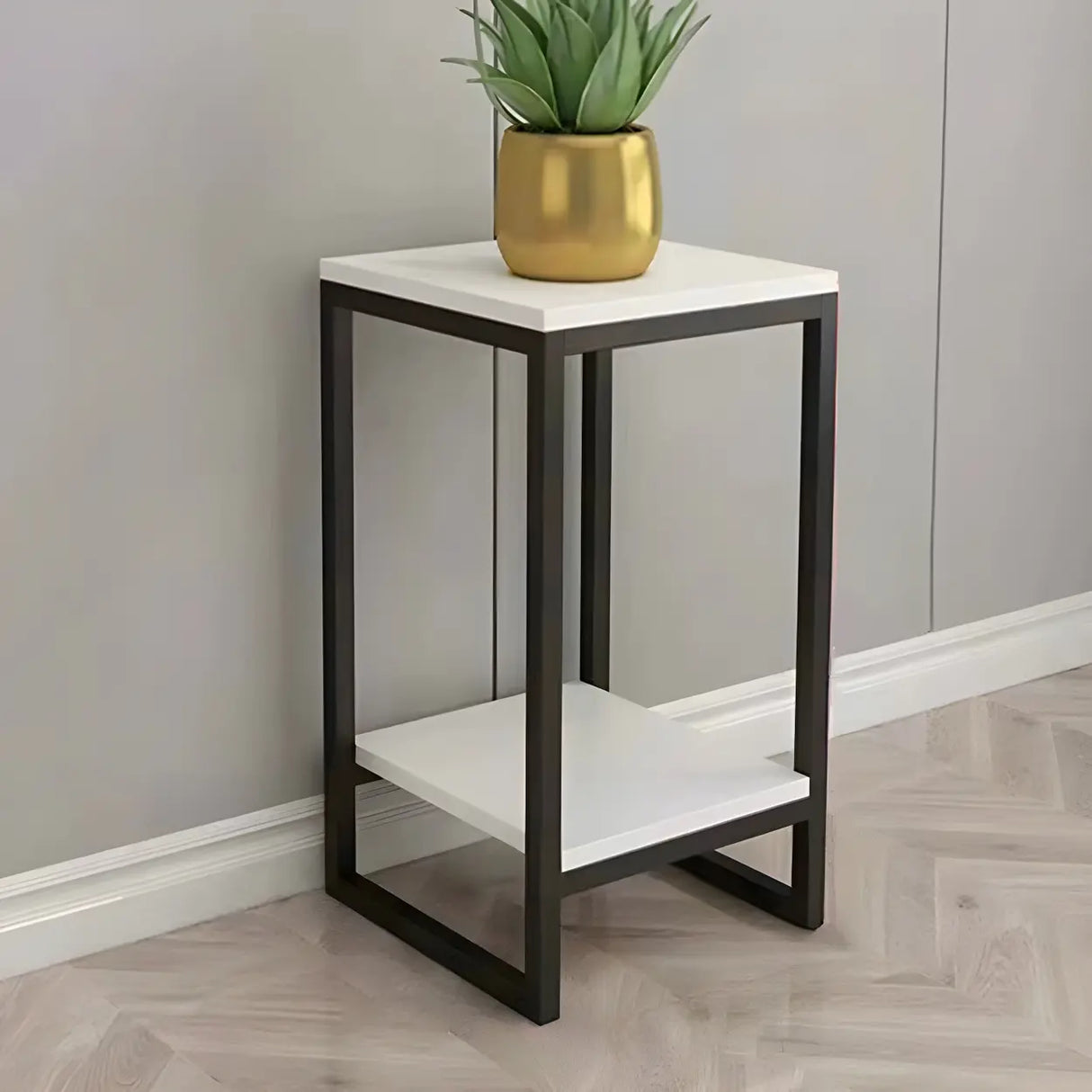 Waterproof 2 Tiers Rectangular Metal Home Decor Plant Stand Image - 10