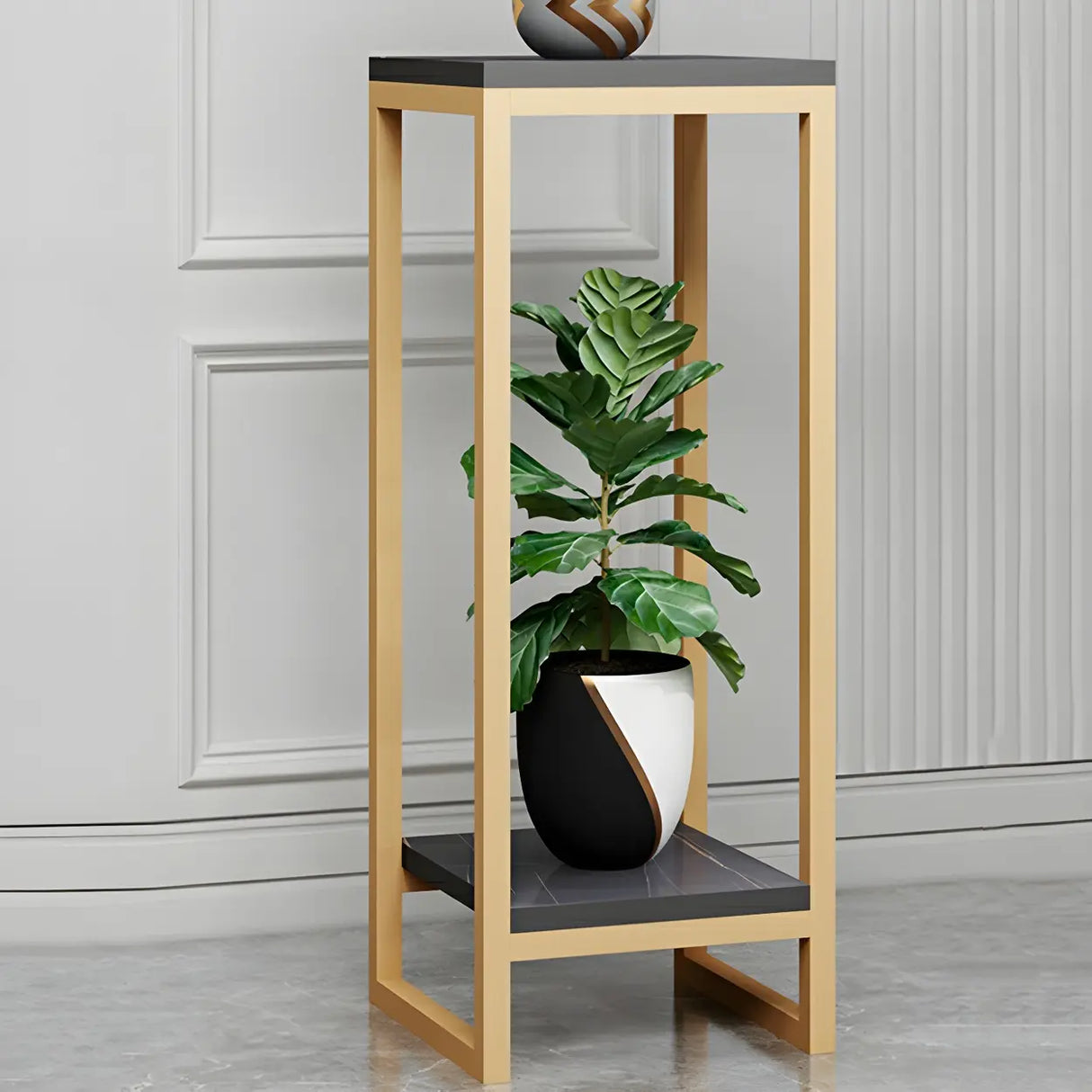Waterproof 2 Tiers Rectangular Metal Home Decor Plant Stand Image - 14