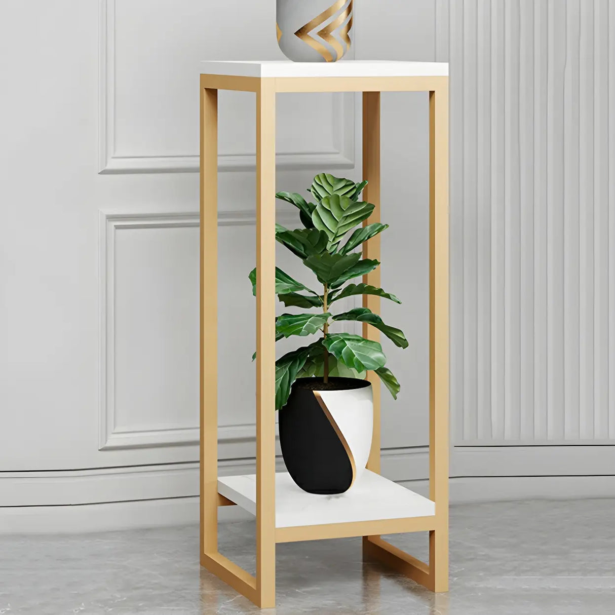 Waterproof 2 Tiers Rectangular Metal Home Decor Plant Stand Image - 17