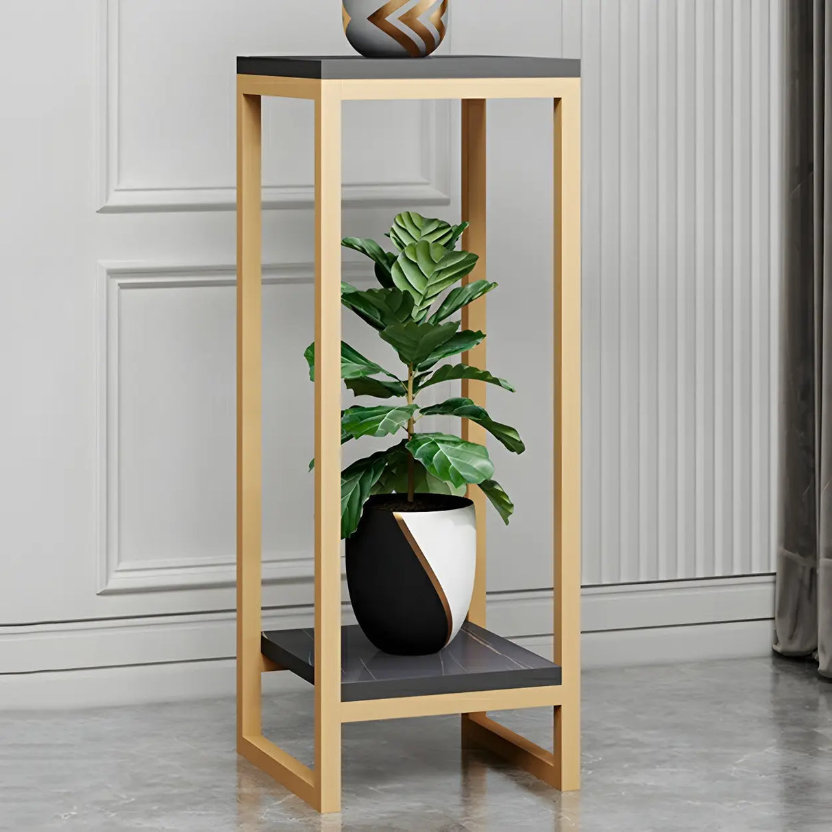 Waterproof 2 Tiers Rectangular Metal Home Decor Plant Stand Image - 20