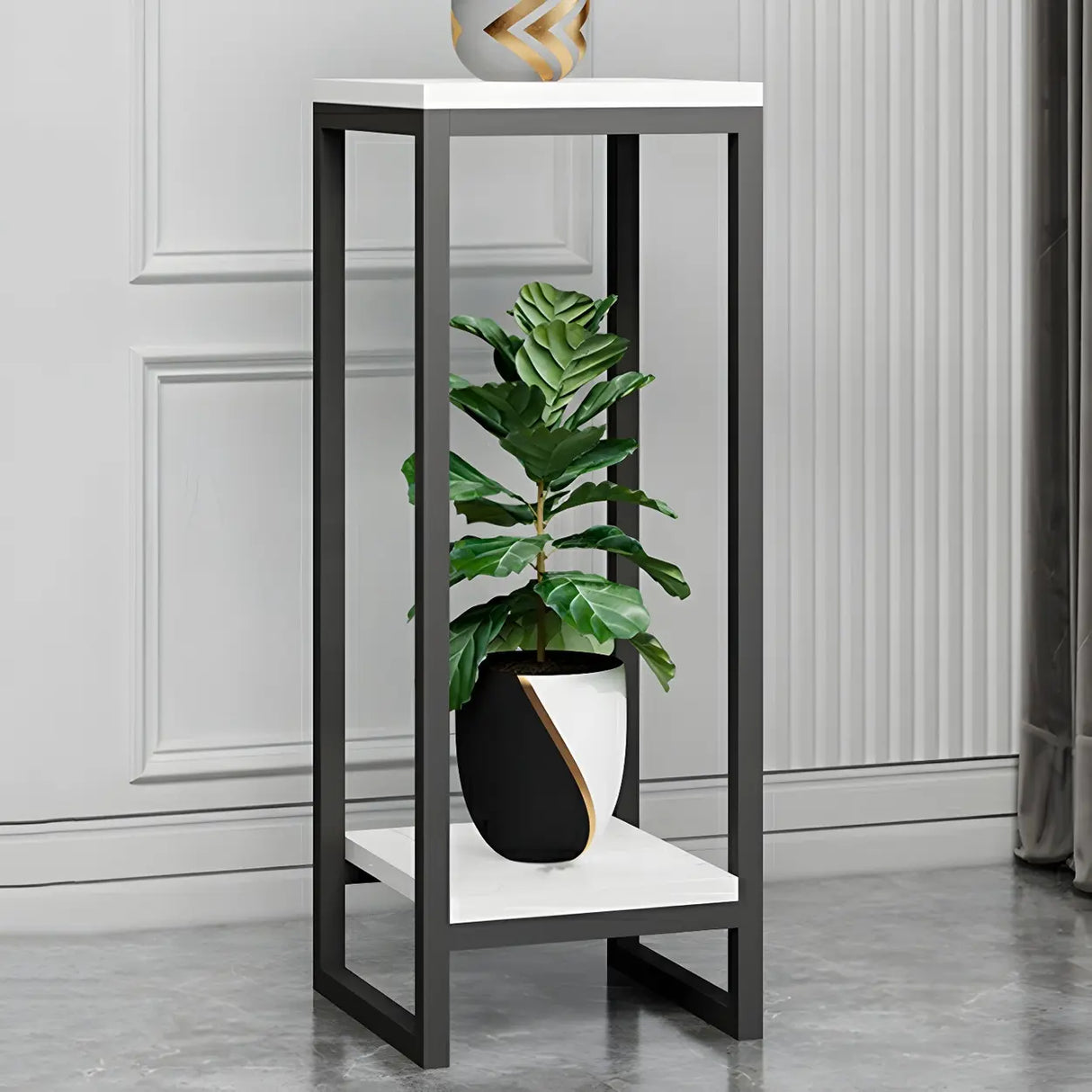 Waterproof 2 Tiers Rectangular Metal Home Decor Plant Stand Image - 21