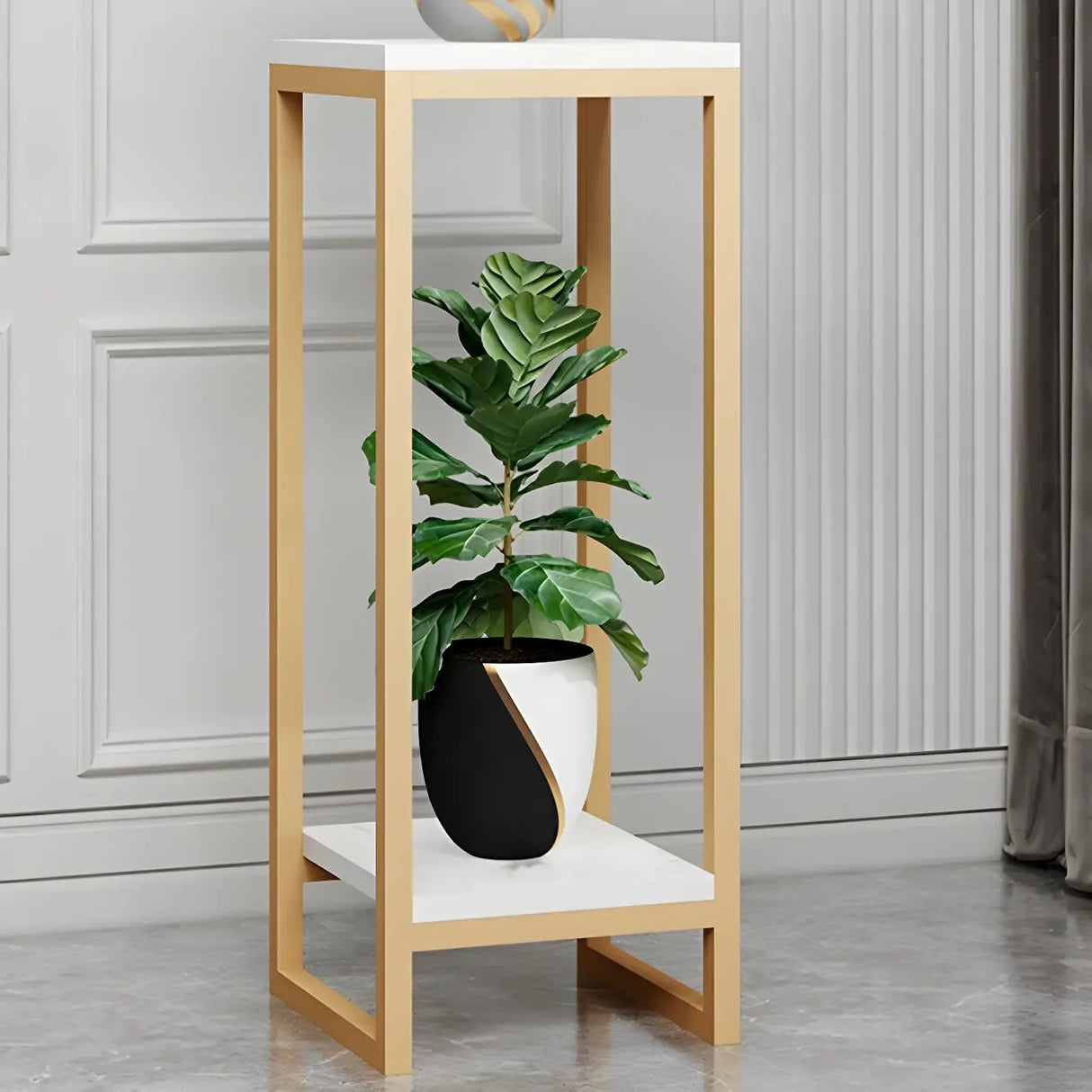Waterproof 2 Tiers Rectangular Metal Home Decor Plant Stand Image - 22