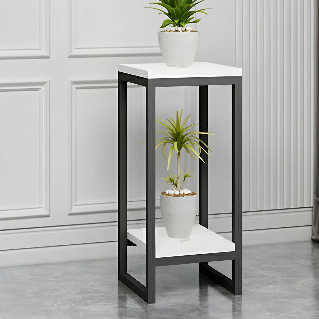 Waterproof 2 Tiers Rectangular Metal Home Decor Plant Stand Image - 24
