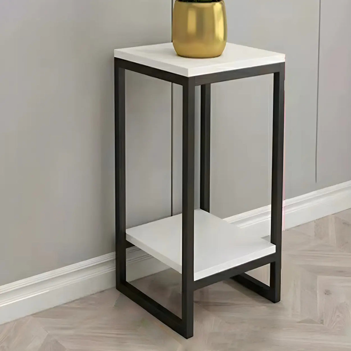 Waterproof 2 Tiers Rectangular Metal Home Decor Plant Stand Image - 27