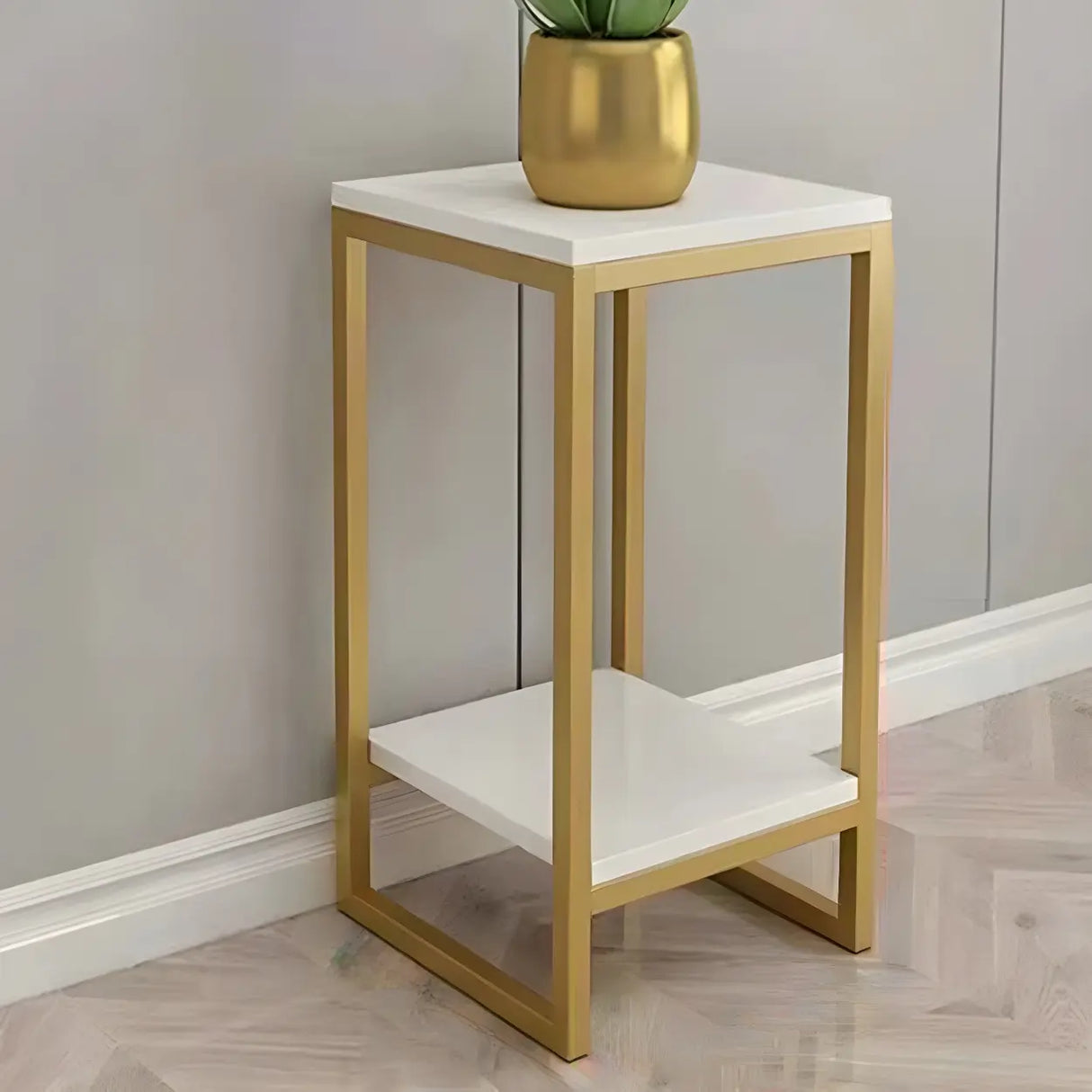 Waterproof 2 Tiers Rectangular Metal Home Decor Plant Stand Image - 28