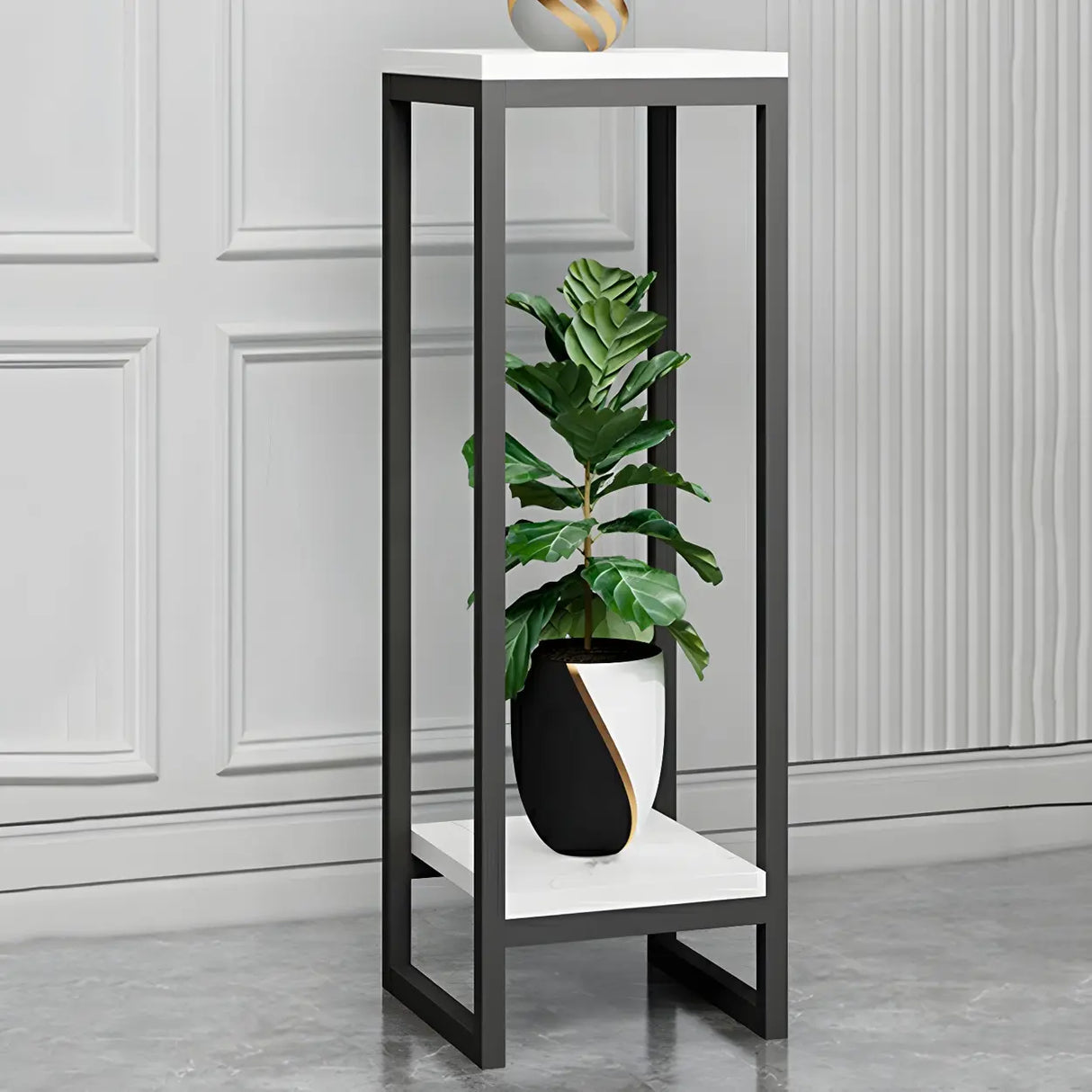 Waterproof 2 Tiers Rectangular Metal Home Decor Plant Stand Image - 30