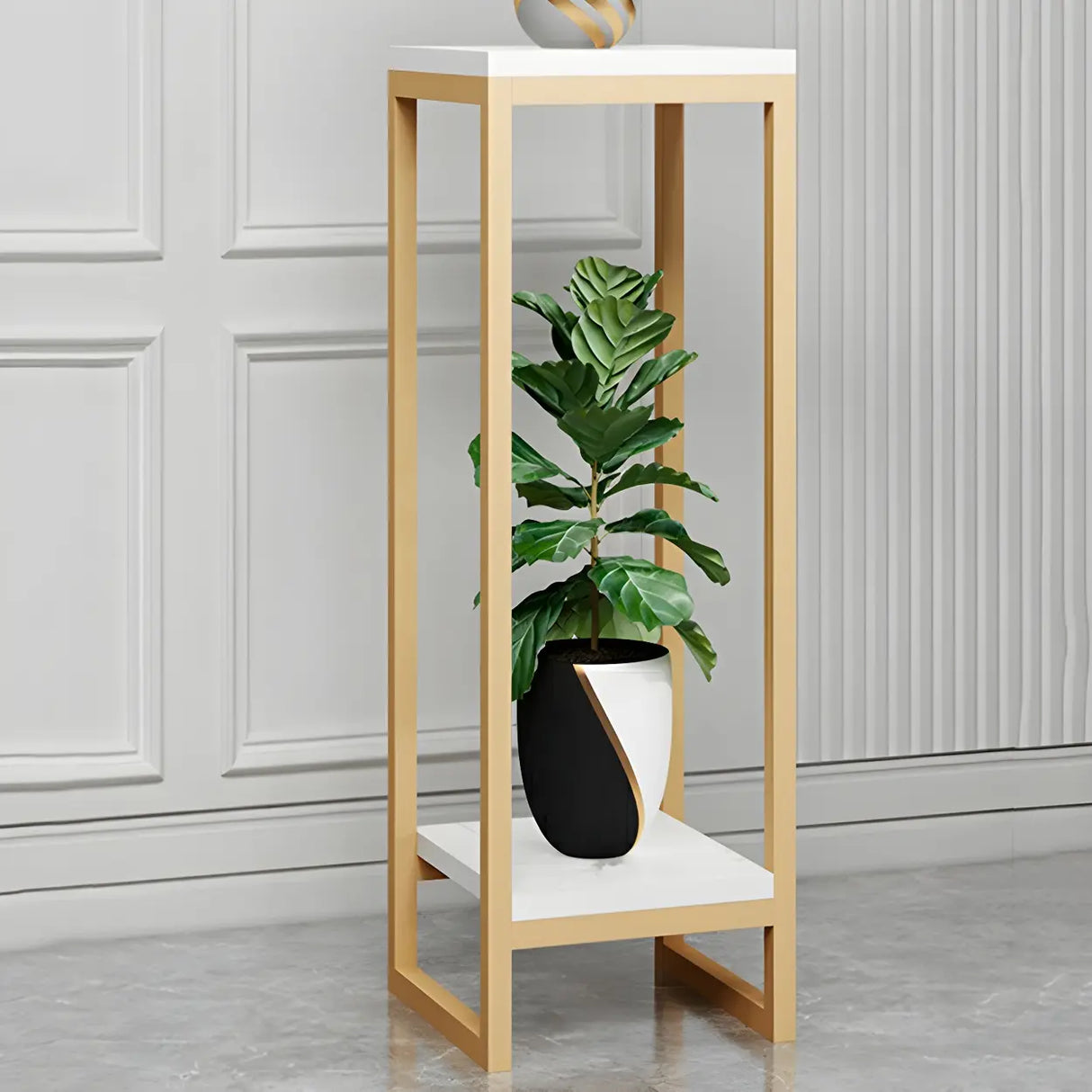 Waterproof 2 Tiers Rectangular Metal Home Decor Plant Stand Image - 31
