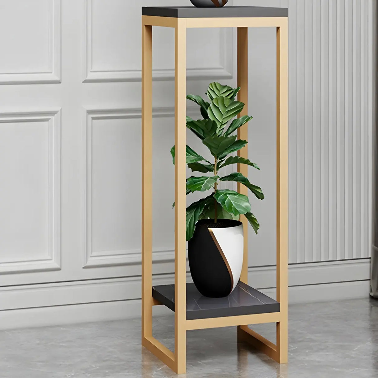 Waterproof 2 Tiers Rectangular Metal Home Decor Plant Stand Image - 32